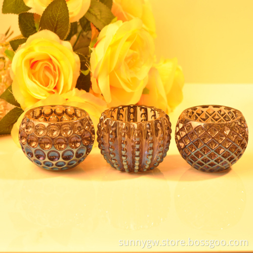 home decor amber color vintage glass candle holder